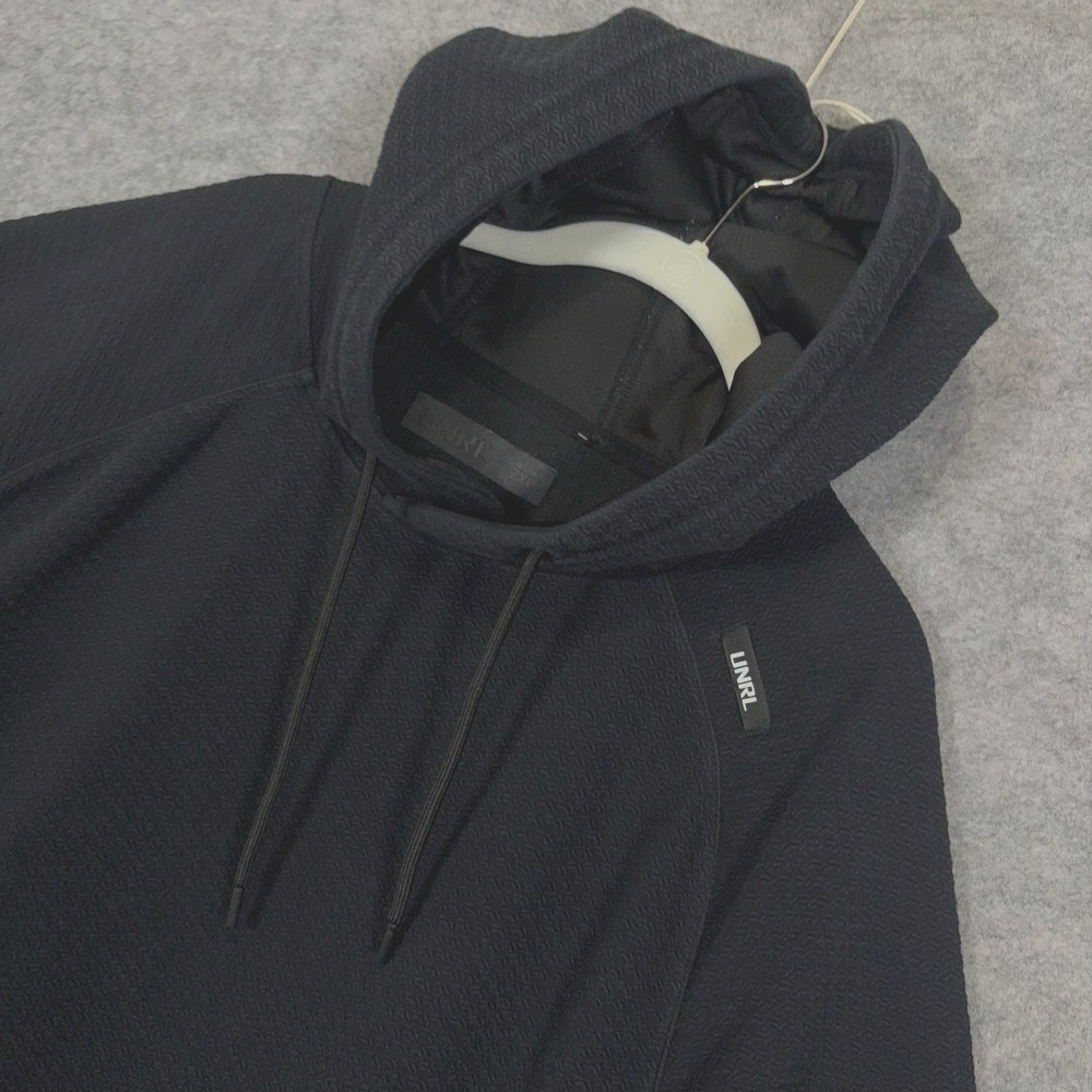 UNRL Elevation Hoodie Mens 2XL Black Textured Mid Weight 4-Way Stretch Pockets